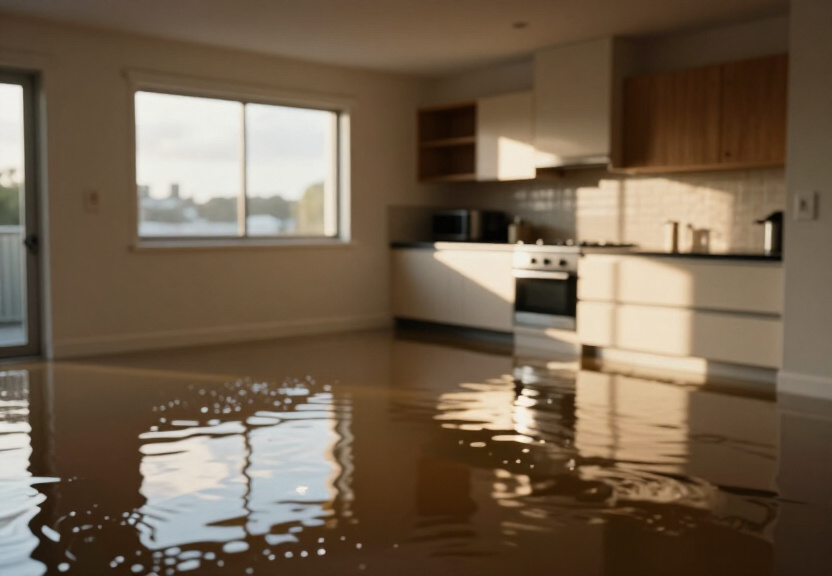 Flooded commercial office in Kings Cross before drying